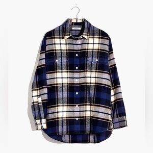 Madewell Flannel Flap-Pocket Oversized Ex-Boyfriend Shirt in Coltrane Plaid